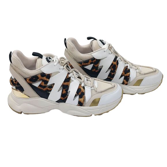 Michael Kors Sneakers Womens Sz 10 Ecru Hero Trainer Animal Print Small Air Mesh - Picture 5 of 16